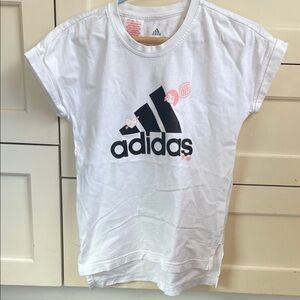 Adidas Kids White and Black Graphic Tee